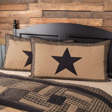Black Check Star King Sham 21x37 VHC Brands - The Fox Decor
